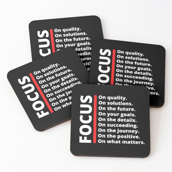 Item preview, FOCUS on quality, solutions, future, goals, details, succeed, journey, positive, what matters - Black, red and white - motivational art designed and sold by Art4Motivation.