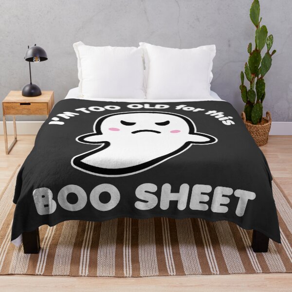 Item preview, Too Old For This Boo Sheet Angry Kawaii Ghost Pun designed and sold by AweSoMe Shirts.