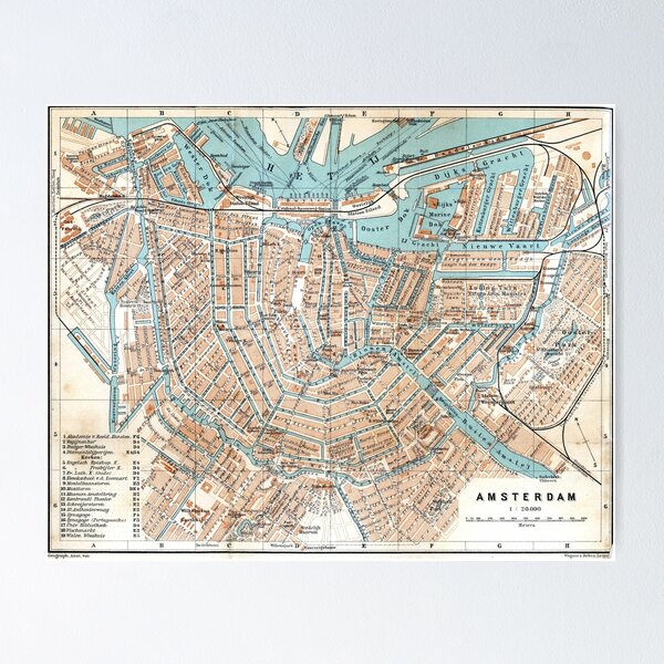 Aperçu de l'œuvre Carte ancienne d'Amsterdam (1905) créée et vendue par BravuraMedia.