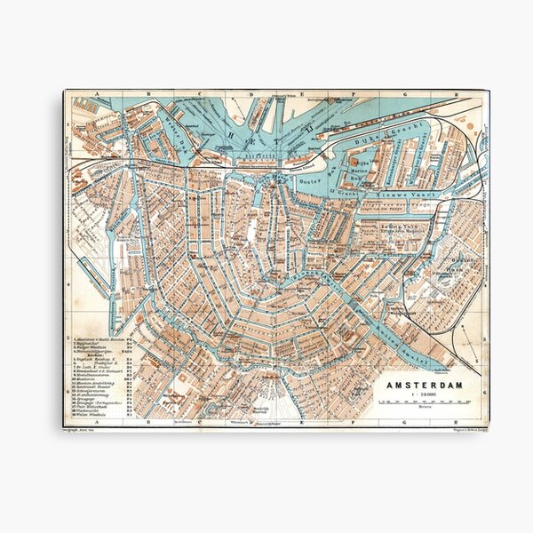 Vintage Map of Amsterdam (1905) Canvas Print