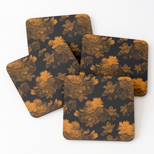 Item preview, Moody Flowers Orange on Black Repeat 5748 designed and sold by Art in My Loft.