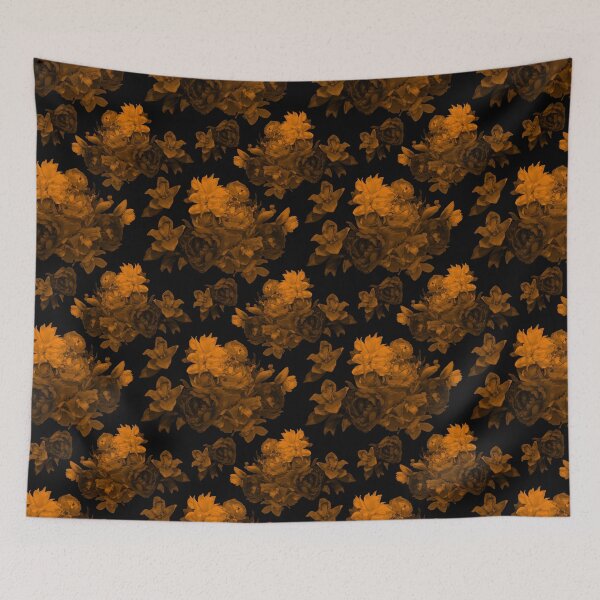Item preview, Moody Flowers Orange on Black Repeat 5748 designed and sold by Art in My Loft.