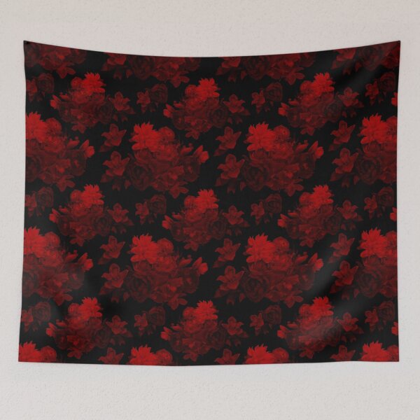 Item preview, Moody Flowers Red on Black Repeat 5748 designed and sold by Art in My Loft.