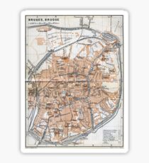 Carte Vintage de Bruges (1905) Sticker