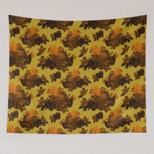 Item preview, Moody Flowers Orange on Gold Repeat 5748 designed and sold by Art in My Loft.