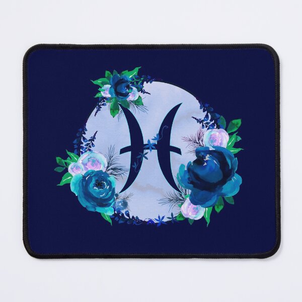 Item preview, Pisces Zodiac Horoscope Blue Floral Monogram designed and sold by Bumblefuzzies.