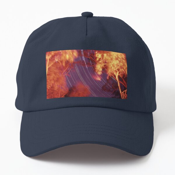 Star trails with 'flaming' trees Dad Hat
