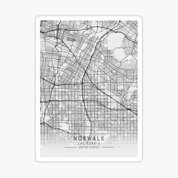 Norwalk California Us Gray City Map Sticker For Sale By