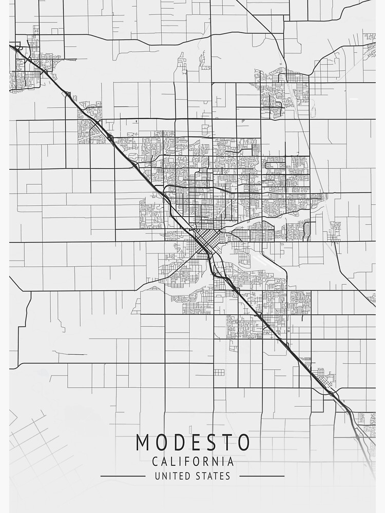 "Modesto California US Gray City Map" Sticker for Sale by