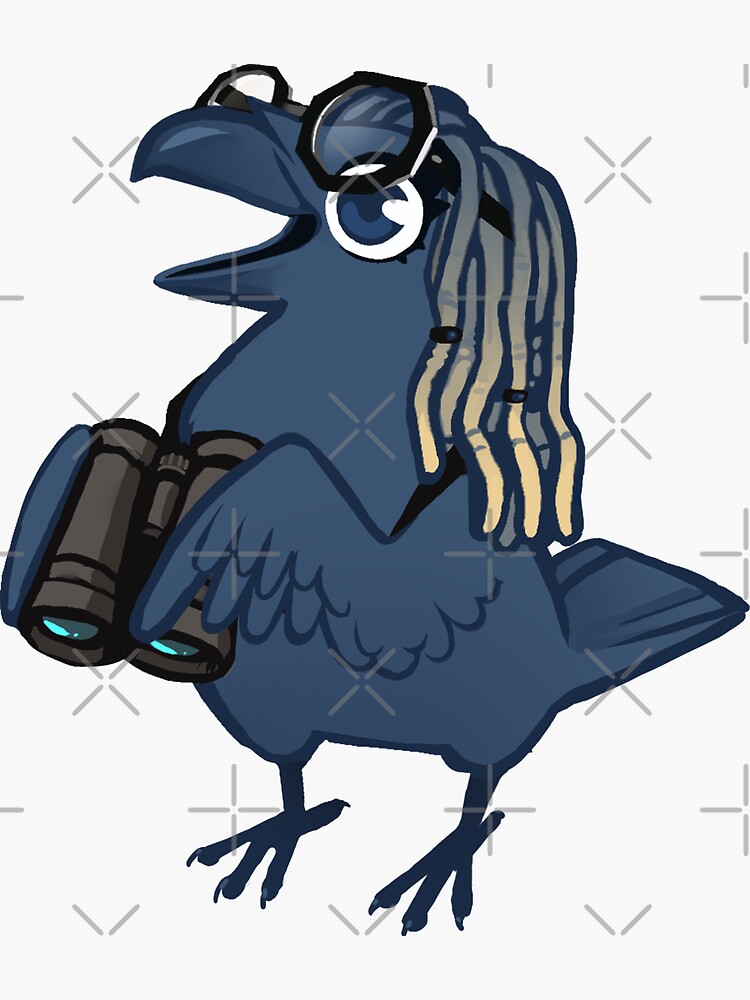 Thumbnail 3 of 3, Sticker, Bird Watcher Crow designed and sold by Sabtastic.
