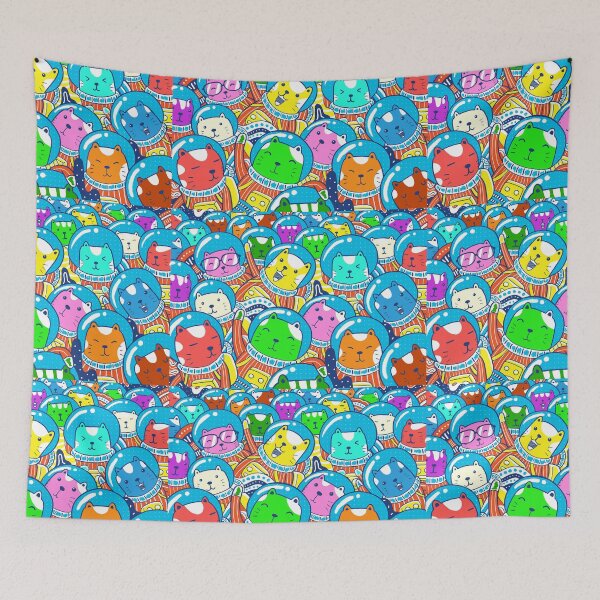 Item preview, A Colorful Crowd of Catstronauts designed and sold by KrisSidDesigns.