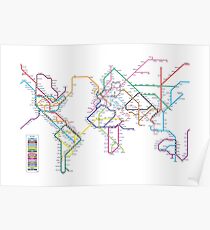 Welt U-Bahn U-Bahn-Karte Poster