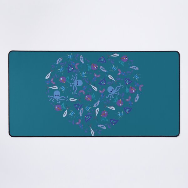 Item preview, Heart Shaped Ocean Pattern of Fish in Blue designed and sold by penwah.