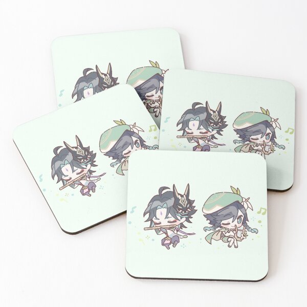 Item preview, Genshin Impact Chibi Venti and Xiao designed and sold by NewEraMutant.