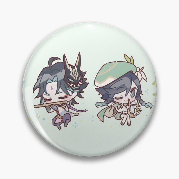 Item preview, Genshin Impact Chibi Venti and Xiao designed and sold by NewEraMutant.