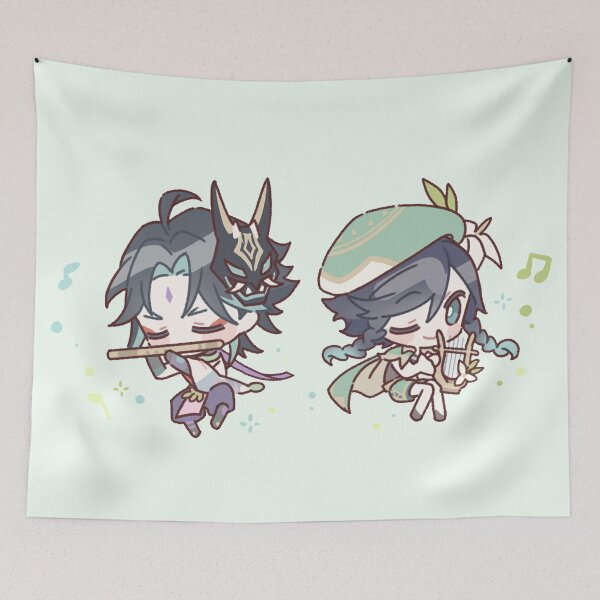 Item preview, Genshin Impact Chibi Venti y Xiao designed and sold by NewEraMutant.