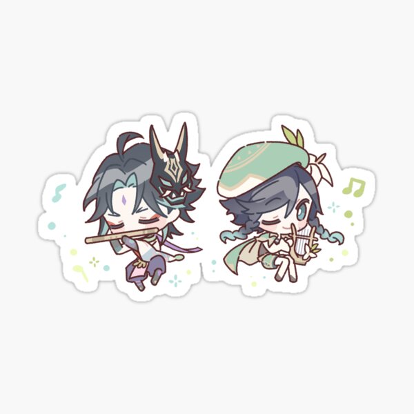 Genshin Impact Chibi Venti and Xiao Sticker