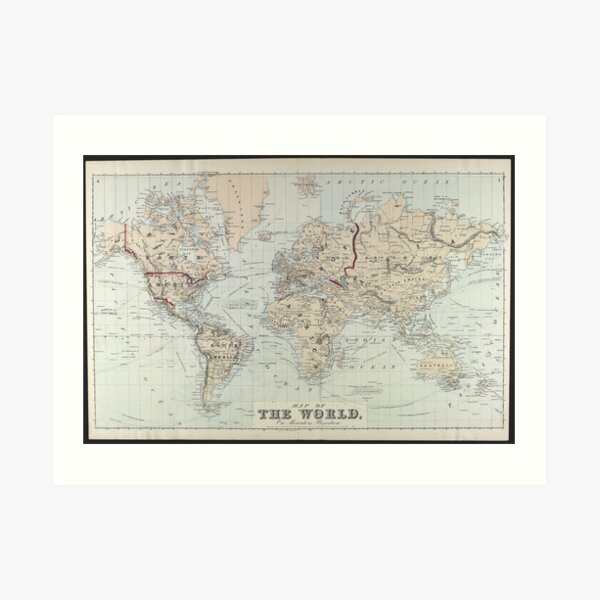 Vintage Map of The World (1875) Art Print