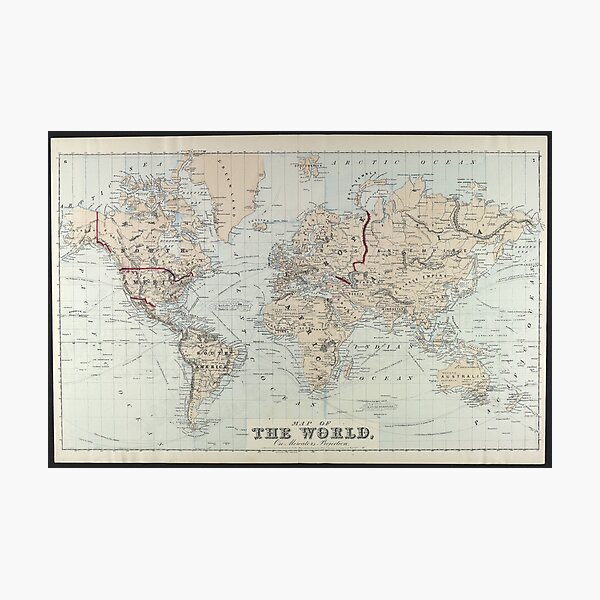 Item preview, Vintage Map of The World (1875)  designed and sold by BravuraMedia.