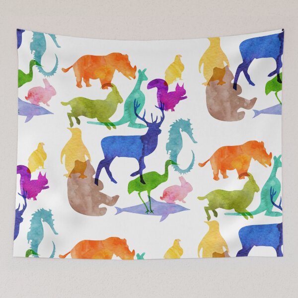 Item preview,  Hand painted Watercolor Abstract watercolor animals, rainbow colors animals, rainbow colors designed and sold by SouthPrints.