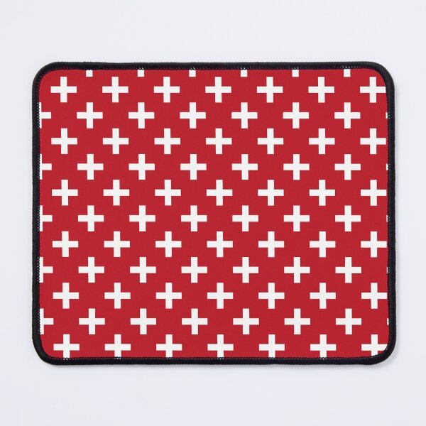 Crosses | Criss Cross | Swiss Cross | Hygge | Scandi | Plus Sign | Red and White | Mouse Pad