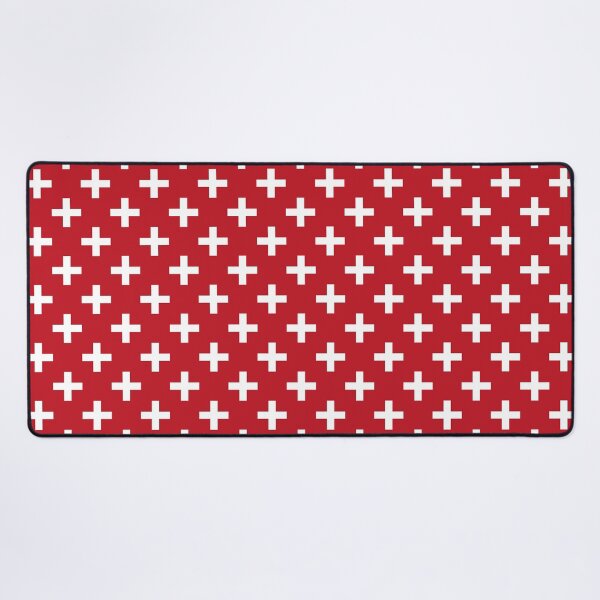 Crosses | Criss Cross | Swiss Cross | Hygge | Scandi | Plus Sign | Red and White | Desk Mat
