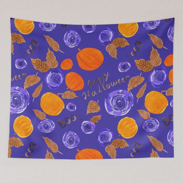 Item preview, Purple Background Pumpkin and Roses-halloween design designed and sold by ArtforSoul21.