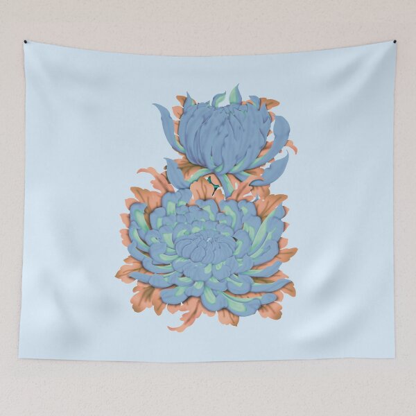Item preview, Chrysanthemum Season Blue  designed and sold by MissRebelArt.