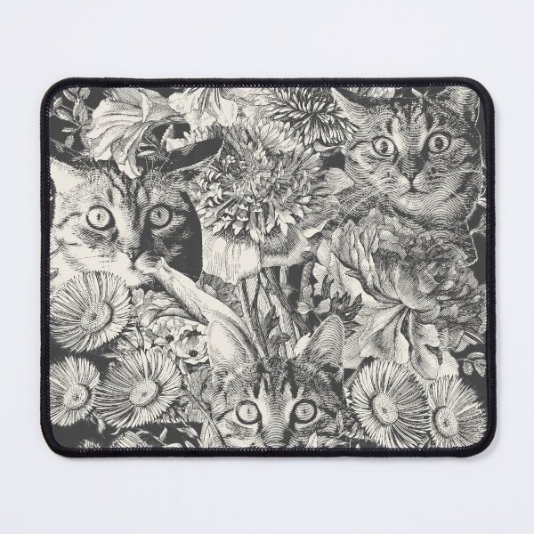 Item preview, spooked surprise cat flower bouquet engraving-charcoal designed and sold by Giddygoatthe3rd.