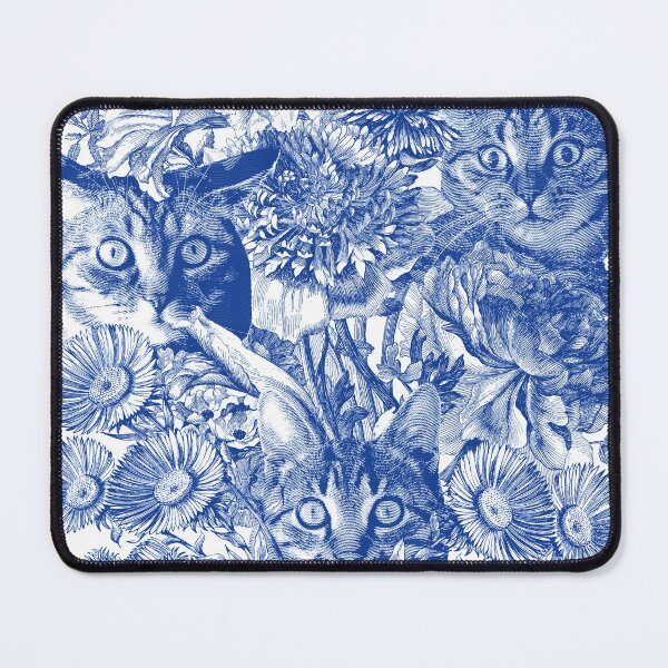 Item preview, spooked surprise cat flower bouquet engraving-china blue designed and sold by Giddygoatthe3rd.
