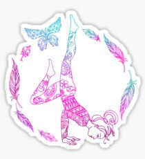 yoga girl with feathers and butterfly mandala 2 Sticker