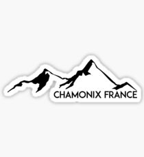 SKIING CHAMONIX MONT BLANC FRANCE Ski Mountain Mountains Skis Silhouette Snowboard Snowboarding Sticker