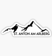 SKIING SAINT ANTON AM ARLBERG Ski Mountain Mountains Skis Silhouette Snowboard Snowboarding Sticker