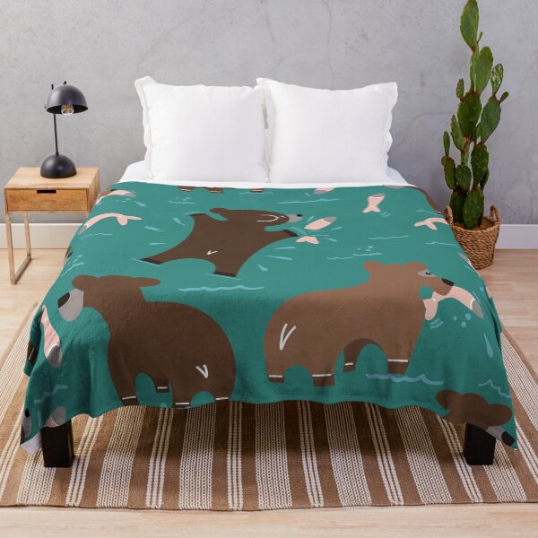Item preview, Cute cartoon Bears fishing for salmon. designed and sold by LaBellCreative.