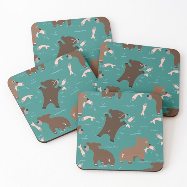 Item preview, Cute cartoon Bears fishing for salmon. designed and sold by LaBellCreative.