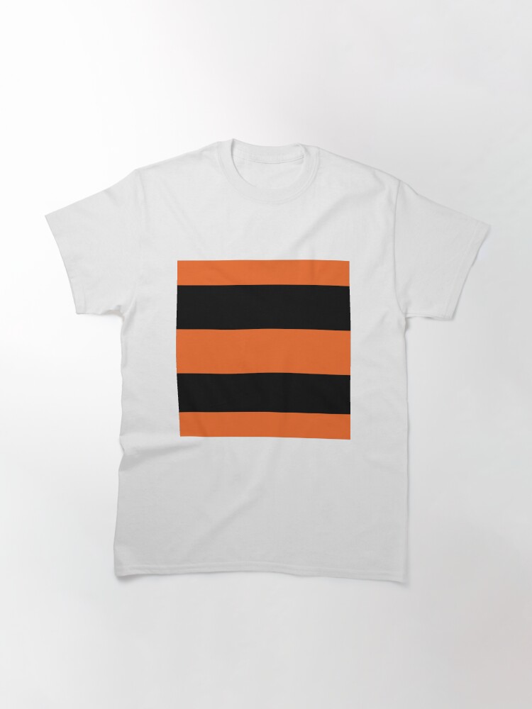 Alternate view of Halloween Stripes - Black and Orange - Classic striped pattern by Cecca Designs Classic T-Shirt