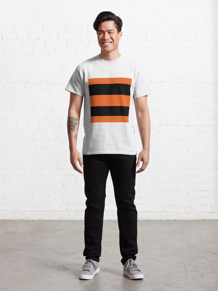 Alternate view of Halloween Stripes - Black and Orange - Classic striped pattern by Cecca Designs Classic T-Shirt