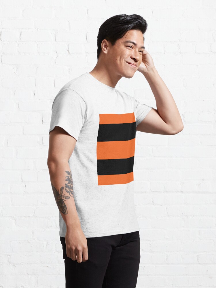 Alternate view of Halloween Stripes - Black and Orange - Classic striped pattern by Cecca Designs Classic T-Shirt