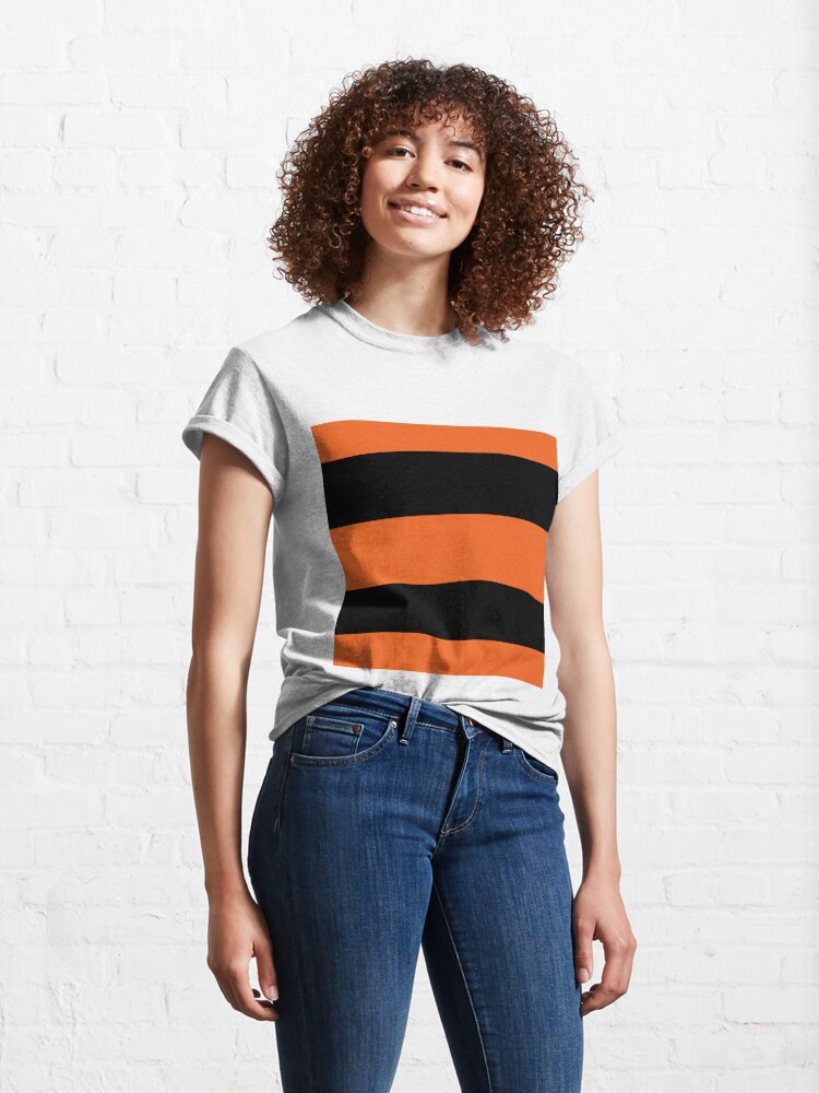 Alternate view of Halloween Stripes - Black and Orange - Classic striped pattern by Cecca Designs Classic T-Shirt