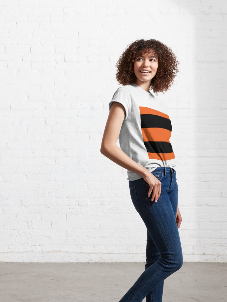Alternate view of Halloween Stripes - Black and Orange - Classic striped pattern by Cecca Designs Classic T-Shirt