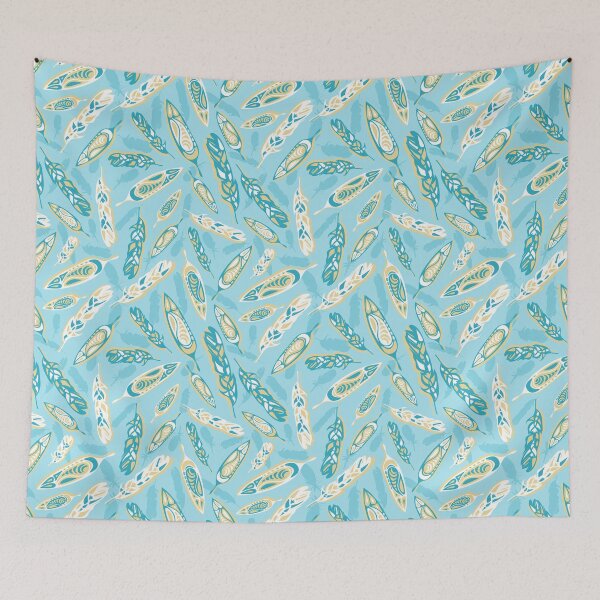 Item preview, Tlingit Feathers: Turquoise, Teal, & White. designed and sold by cleolovescolor.