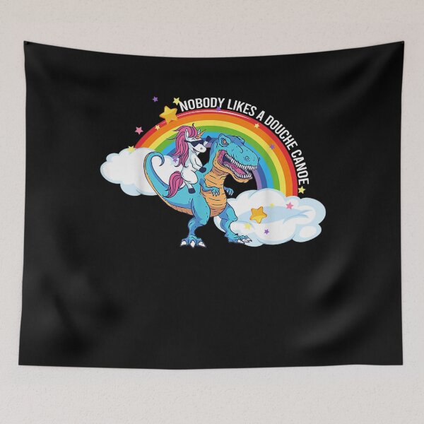 Item preview, Nobody Likes a Douche Canoe Rainbow unicorn riding dinosaur  designed and sold by RogerGift.