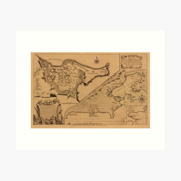 Item preview, Map of Louisbourg 1757 designed and sold by mollyfare.