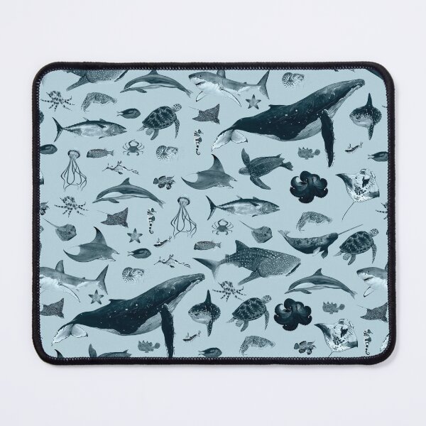 Item preview, SEA ANIMALS PATTERN (cyanotype effect-blue) designed and sold by BEATRIZ ABAITUA.