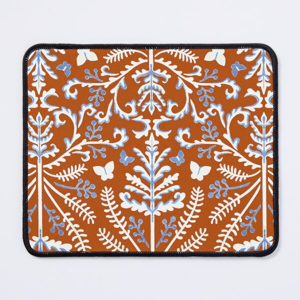 Item preview, Tangerine, Blue & White Grass Demask  designed and sold by TigaTiga.