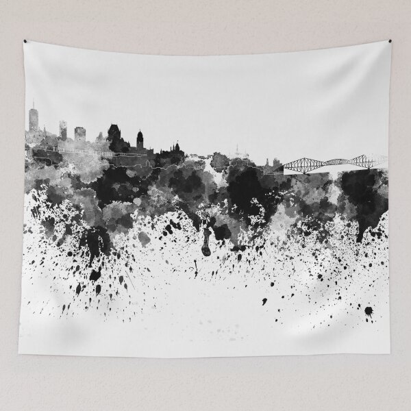 Item preview, Quebec skyline in black watercolor background designed and sold by paulrommer.