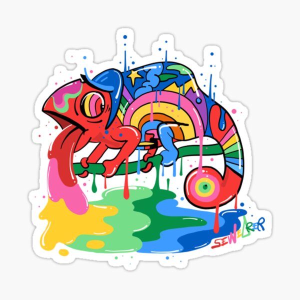 Chameleon Trippy Rainbow Chameleon Sticker For Sale By Homanerukia Redbubble 0078