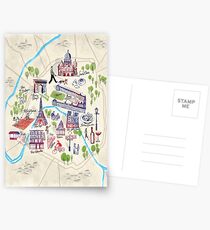 Paris illustrated Map Postcards