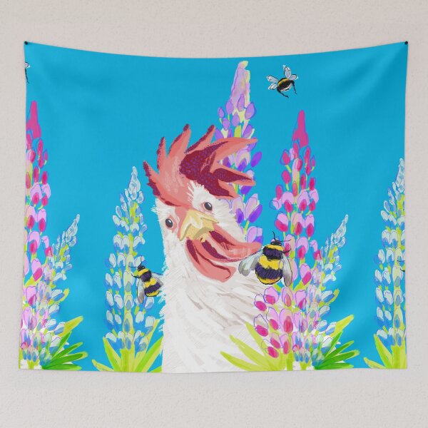 Item preview, Rooster in lupines garden 2 designed and sold by orangerinka.