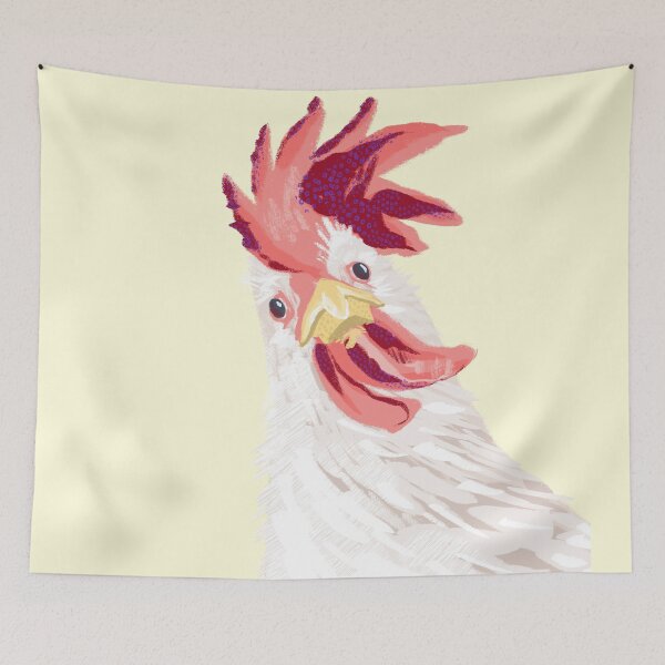 Item preview, White rooster on yellow designed and sold by orangerinka.